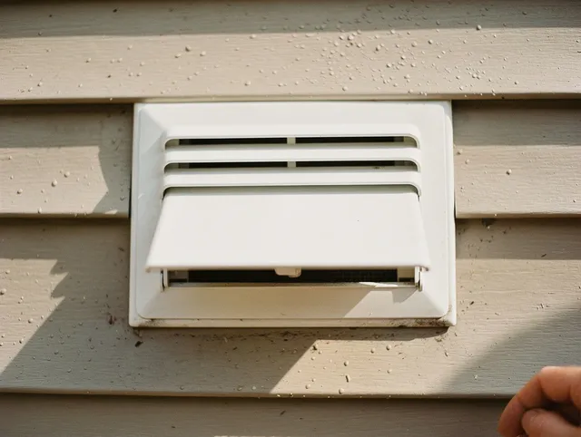 The Villages Dryer Vent Cleaning technician performing professional exhaust vent cleaning at a residential property in The Villages