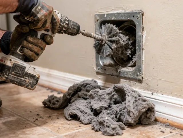 Certified The Villages Dryer Vent Cleaning technician performing dryer vent cleaning in The Villages